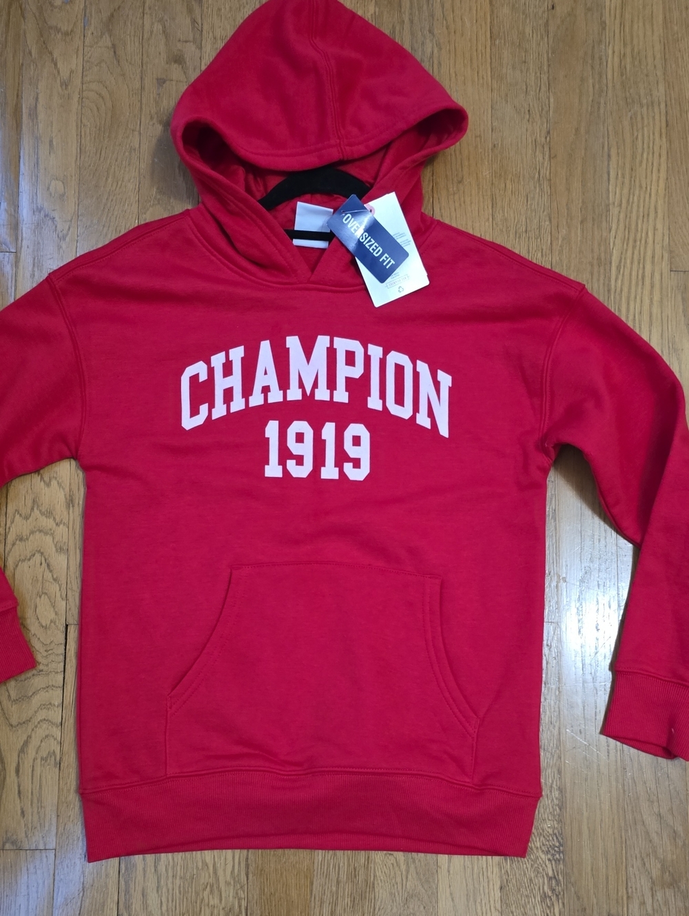 CHAMPION SIGNATURE BOY'S RED PULLOVER HOODIE SIZE MEDIUM 10/12 OVERSIZED FIT